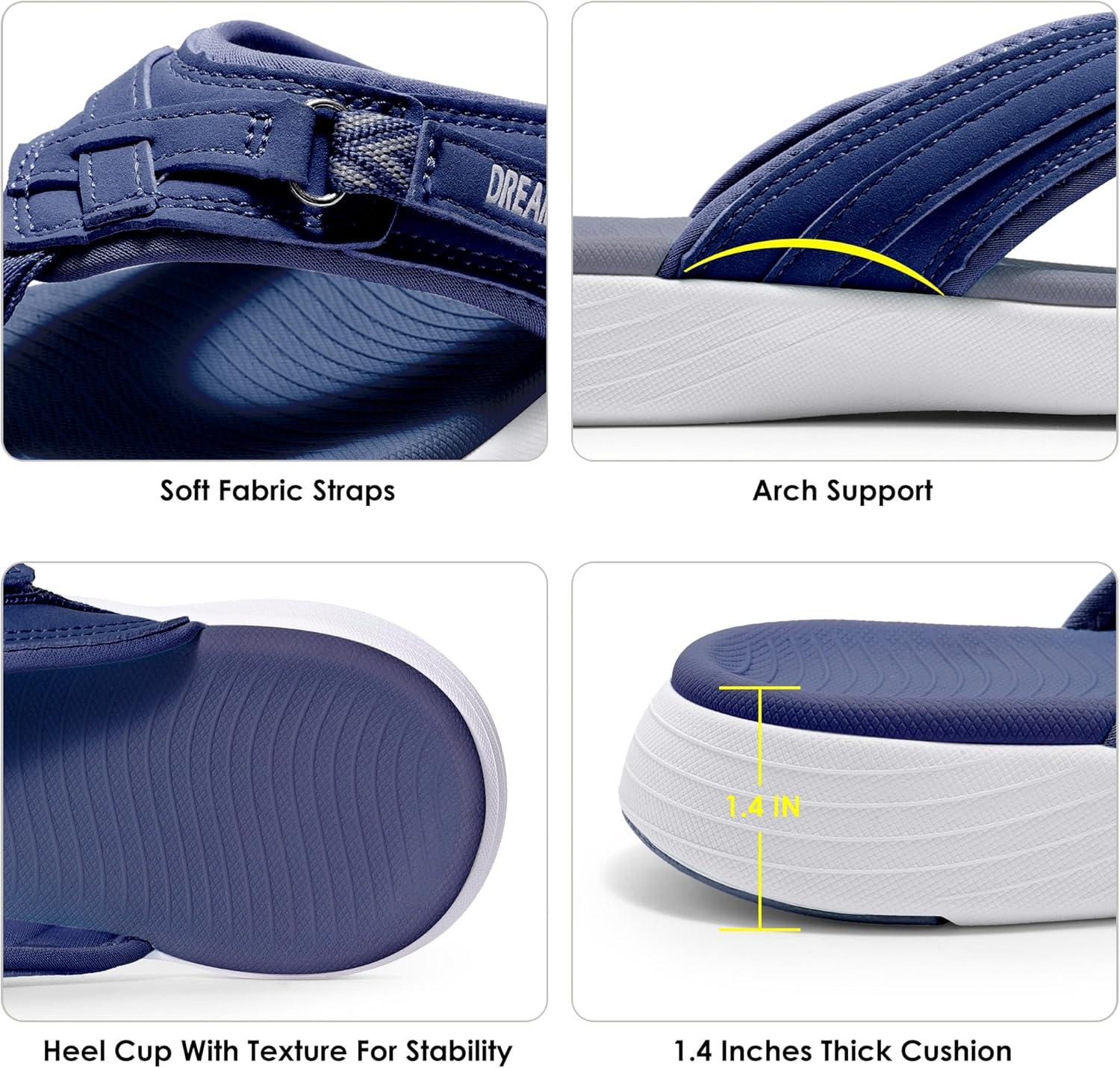 imageDREAM PAIRS Womens Arch Support Flip Flops Comfortable Thong SandalsNavy