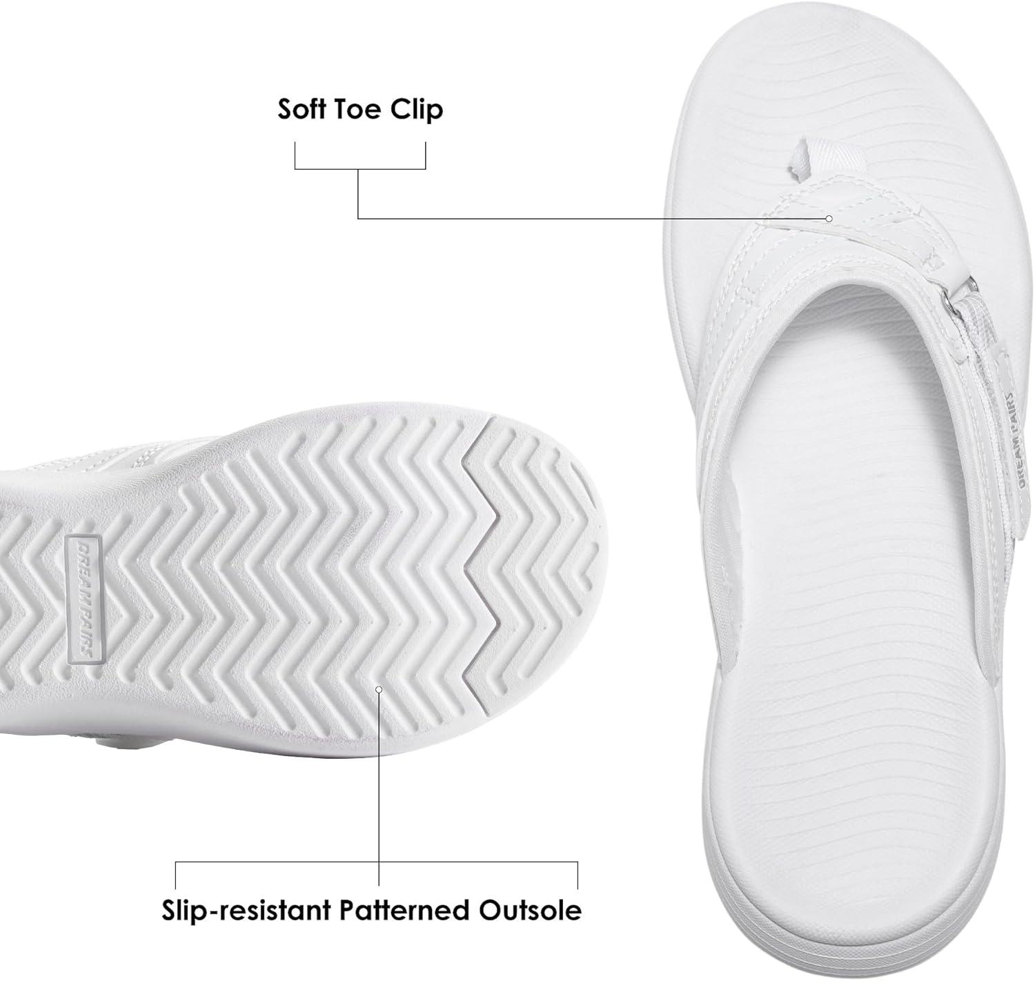 imageDREAM PAIRS Womens Arch Support Flip Flops Comfortable Thong SandalsWhite