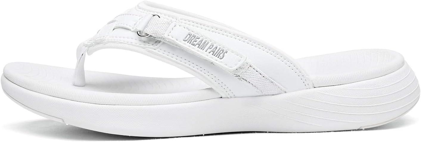 imageDREAM PAIRS Womens Arch Support Flip Flops Comfortable Thong SandalsWhite
