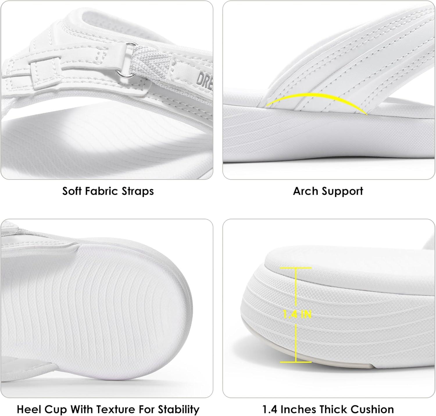 imageDREAM PAIRS Womens Arch Support Flip Flops Comfortable Thong SandalsWhite