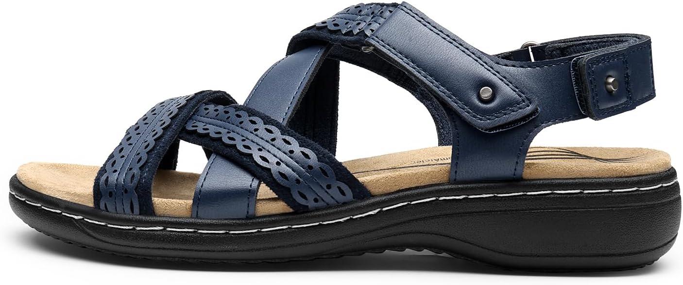 imageDREAM PAIRS Womens Arch Support Sandals Comfortable Open Toe Dress Flats Walking Sandals For SummerNavy