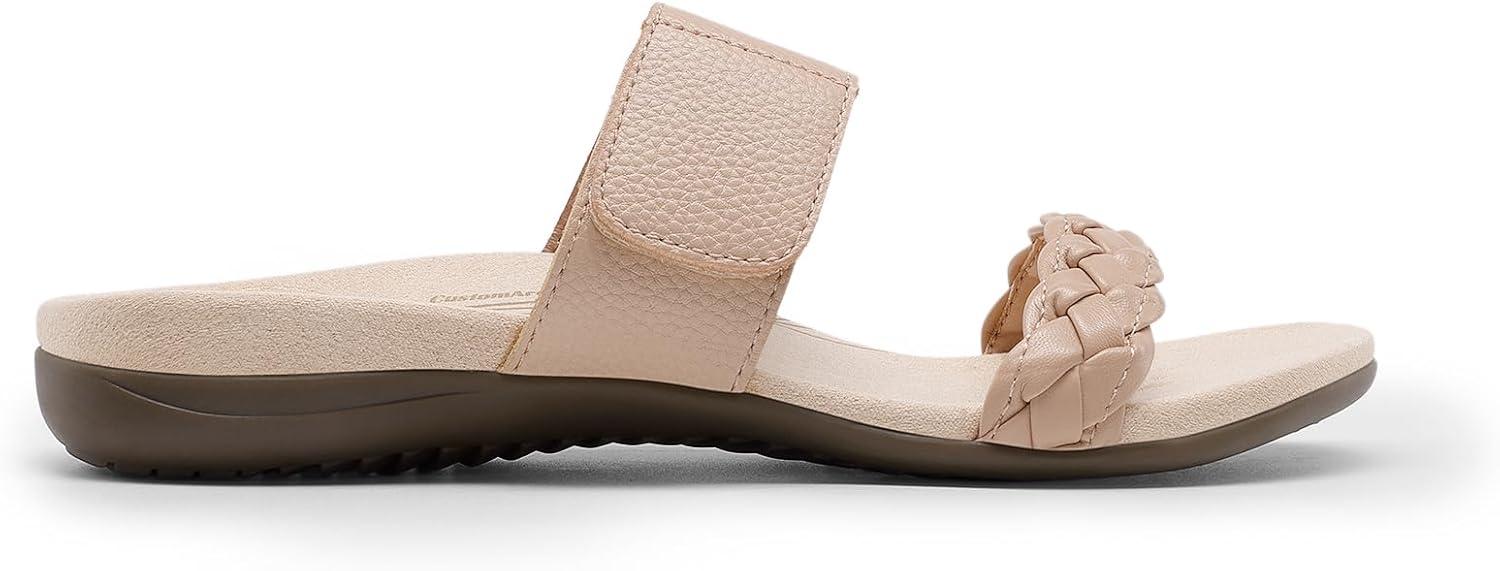 imageDREAM PAIRS Womens Arch Support Slides Flat Sandals Soft Cushion Slippers With Adjustable StrapsNude