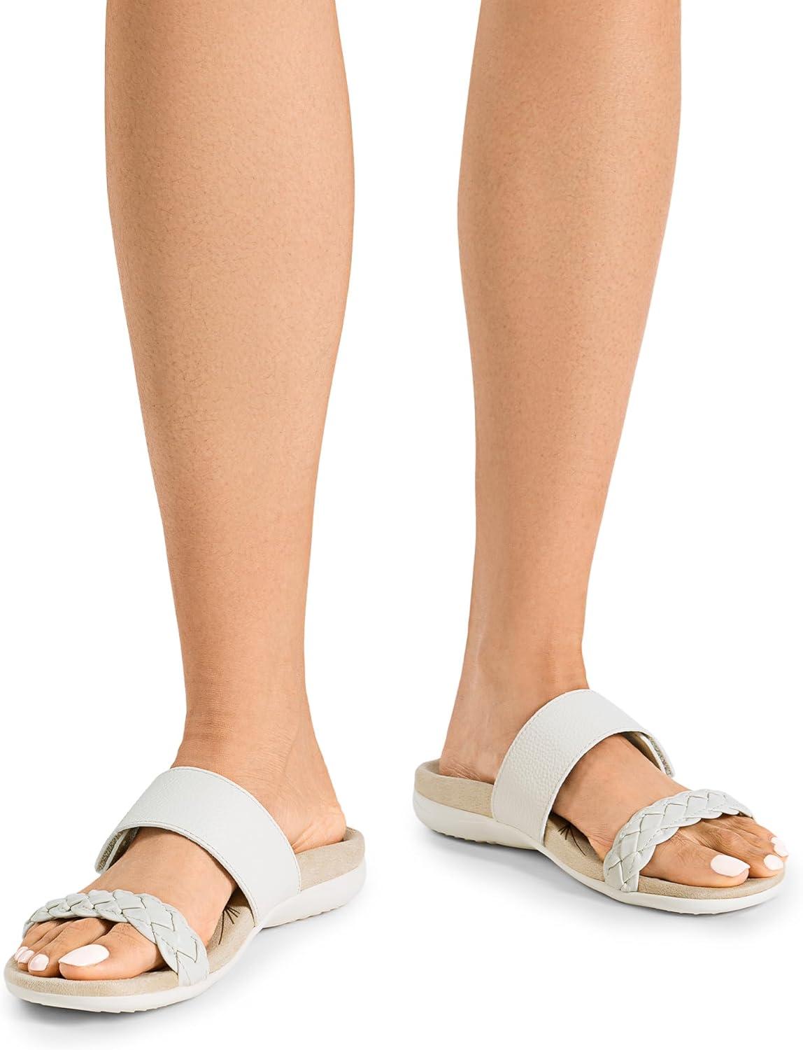 imageDREAM PAIRS Womens Arch Support Slides Flat Sandals Soft Cushion Slippers With Adjustable StrapsWhite