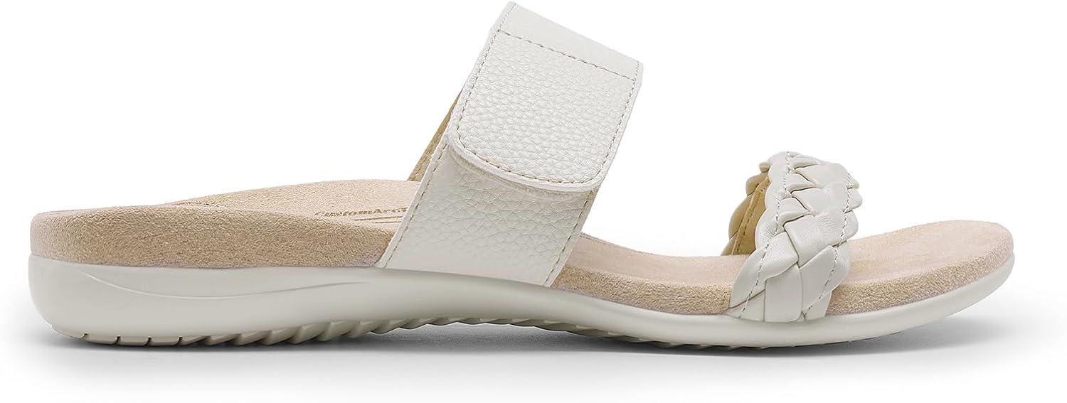 imageDREAM PAIRS Womens Arch Support Slides Flat Sandals Soft Cushion Slippers With Adjustable StrapsWhite
