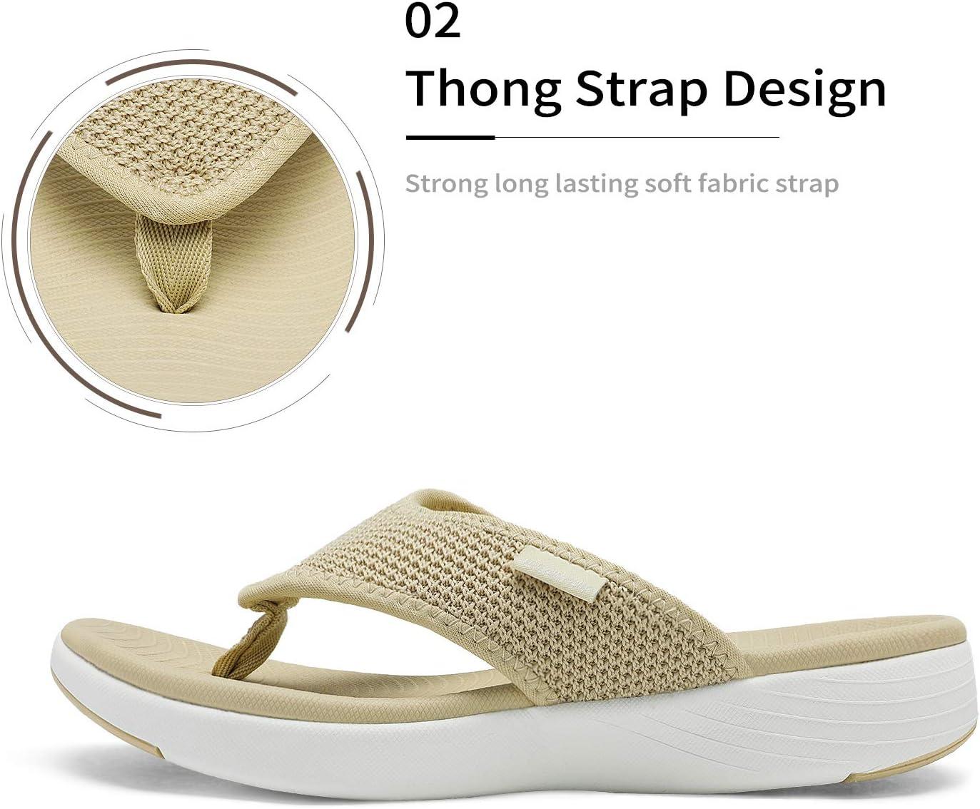 imageDREAM PAIRS Womens Arch Support Soft Cushion Flip Flops Thong SandalsBeige
