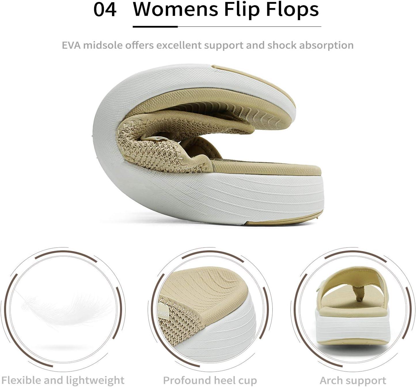 imageDREAM PAIRS Womens Arch Support Soft Cushion Flip Flops Thong SandalsBeige