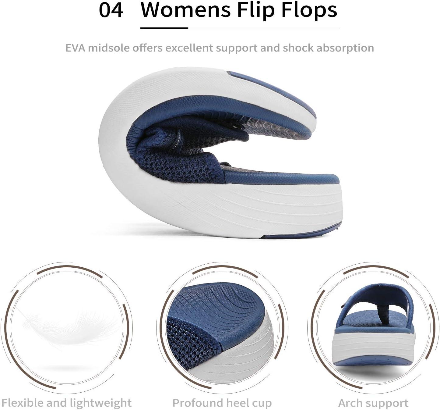 imageDREAM PAIRS Womens Arch Support Soft Cushion Flip Flops Thong SandalsNavy