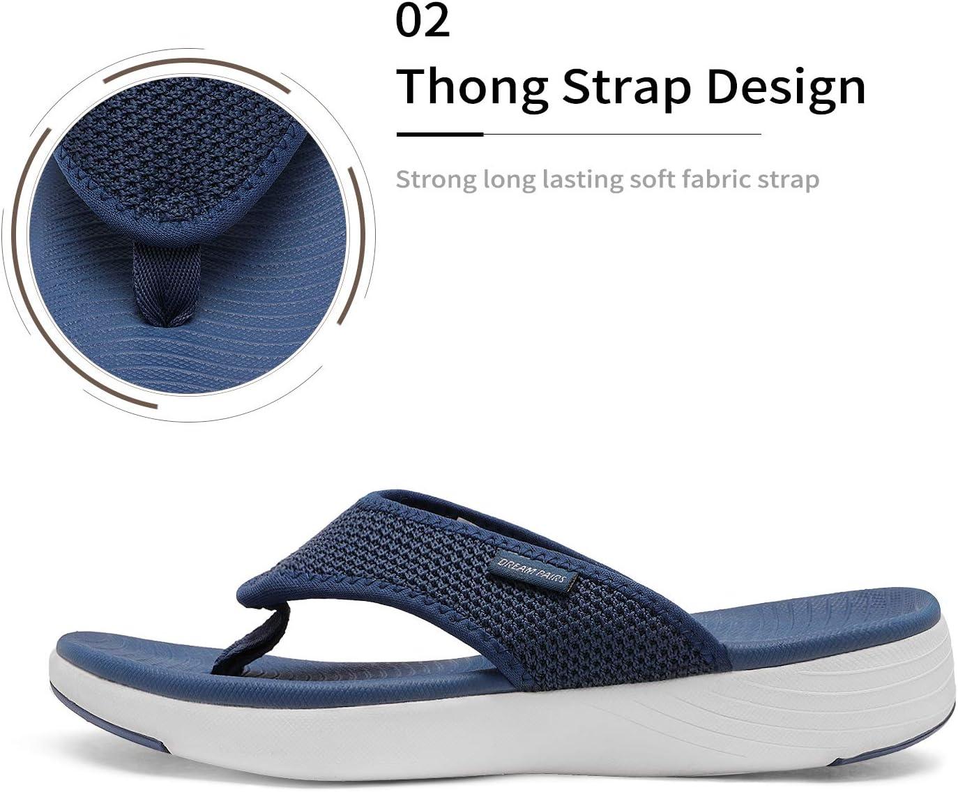 imageDREAM PAIRS Womens Arch Support Soft Cushion Flip Flops Thong SandalsNavy