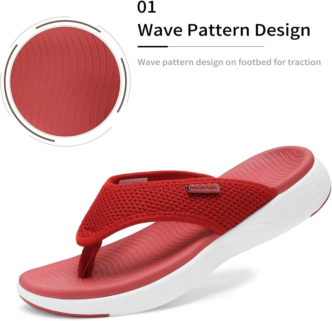 imageDREAM PAIRS Womens Arch Support Soft Cushion Flip Flops Thong SandalsRed