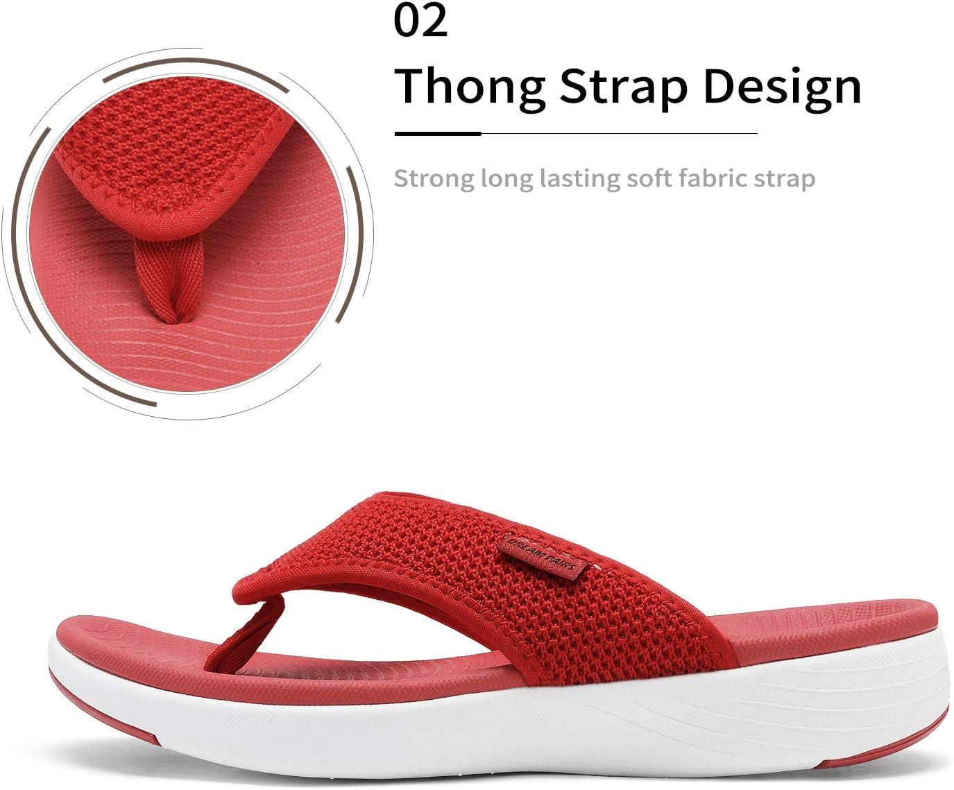 imageDREAM PAIRS Womens Arch Support Soft Cushion Flip Flops Thong SandalsRed