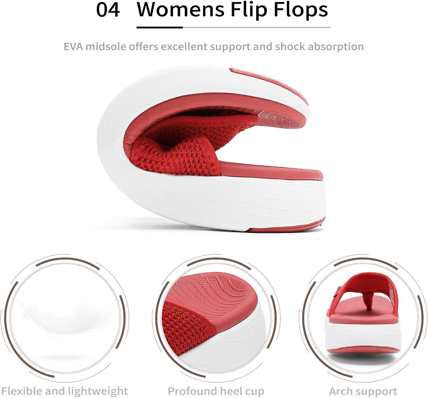 imageDREAM PAIRS Womens Arch Support Soft Cushion Flip Flops Thong SandalsRed