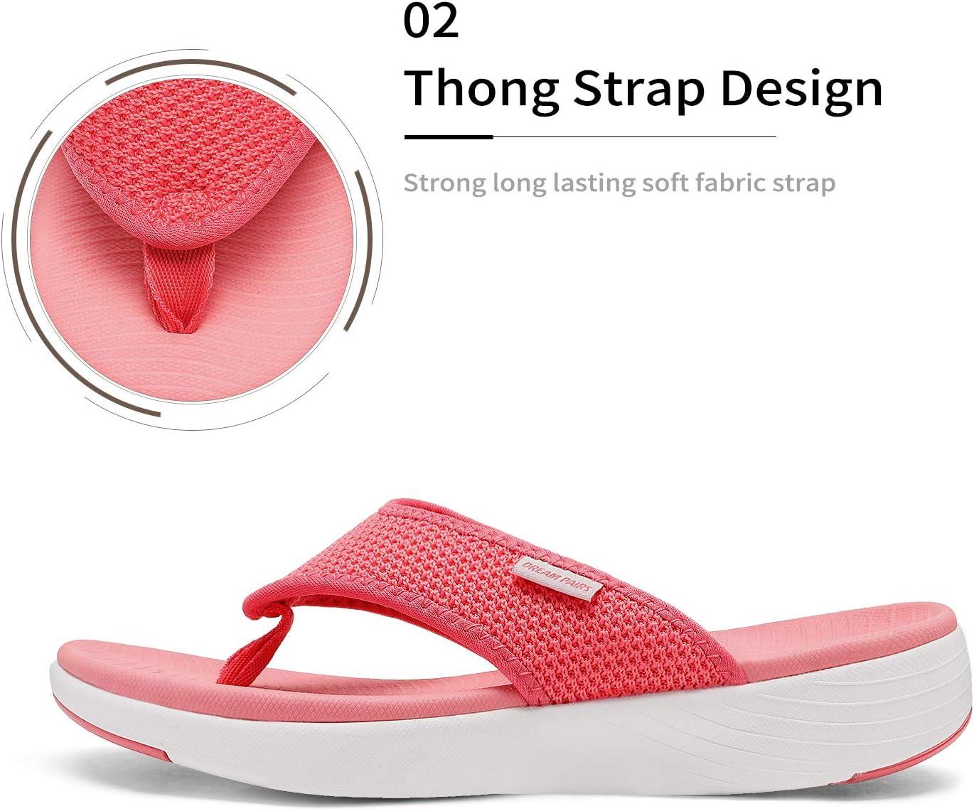 imageDREAM PAIRS Womens Arch Support Soft Cushion Flip Flops Thong SandalsWatermelonRed