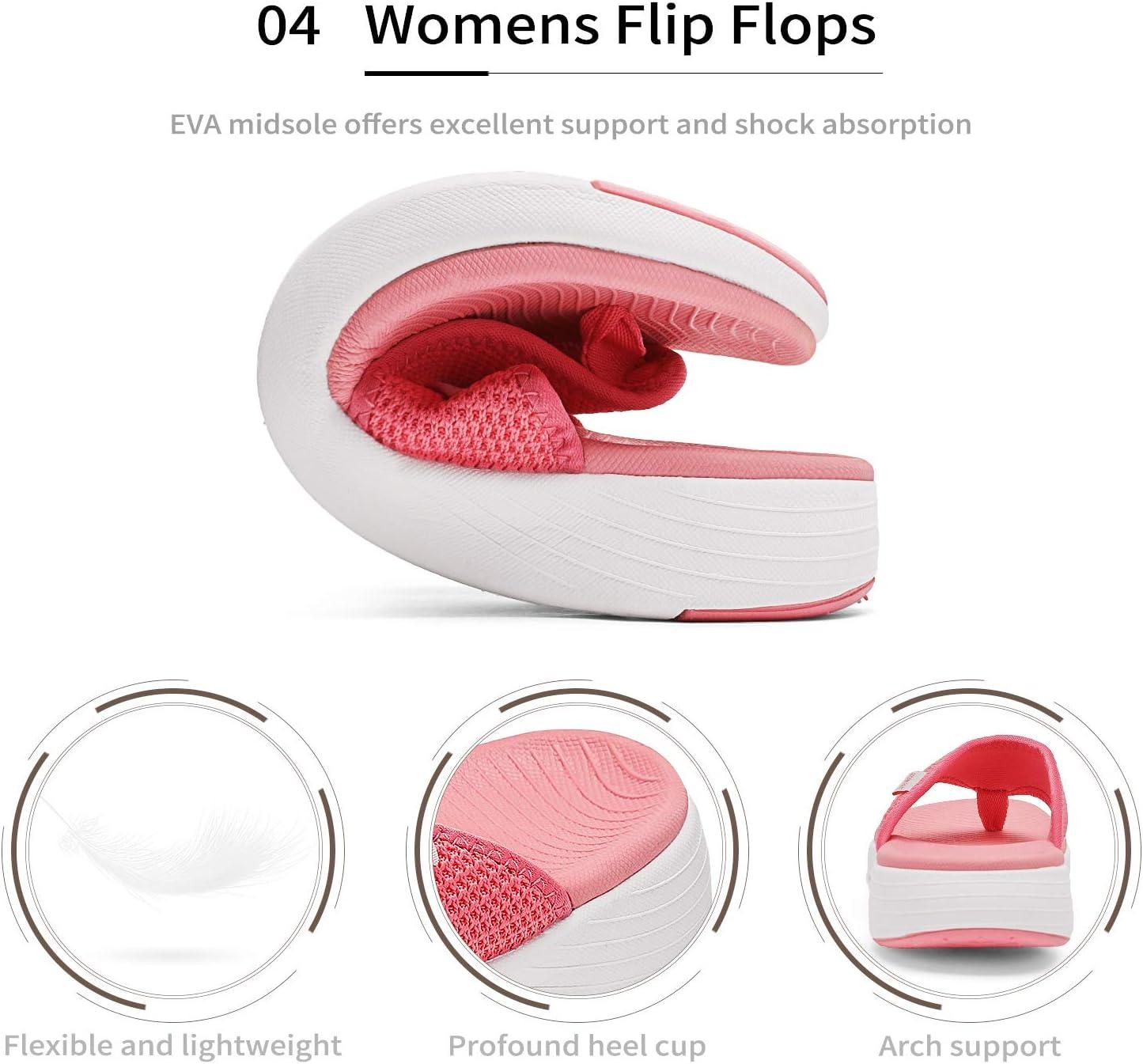 imageDREAM PAIRS Womens Arch Support Soft Cushion Flip Flops Thong SandalsWatermelonRed