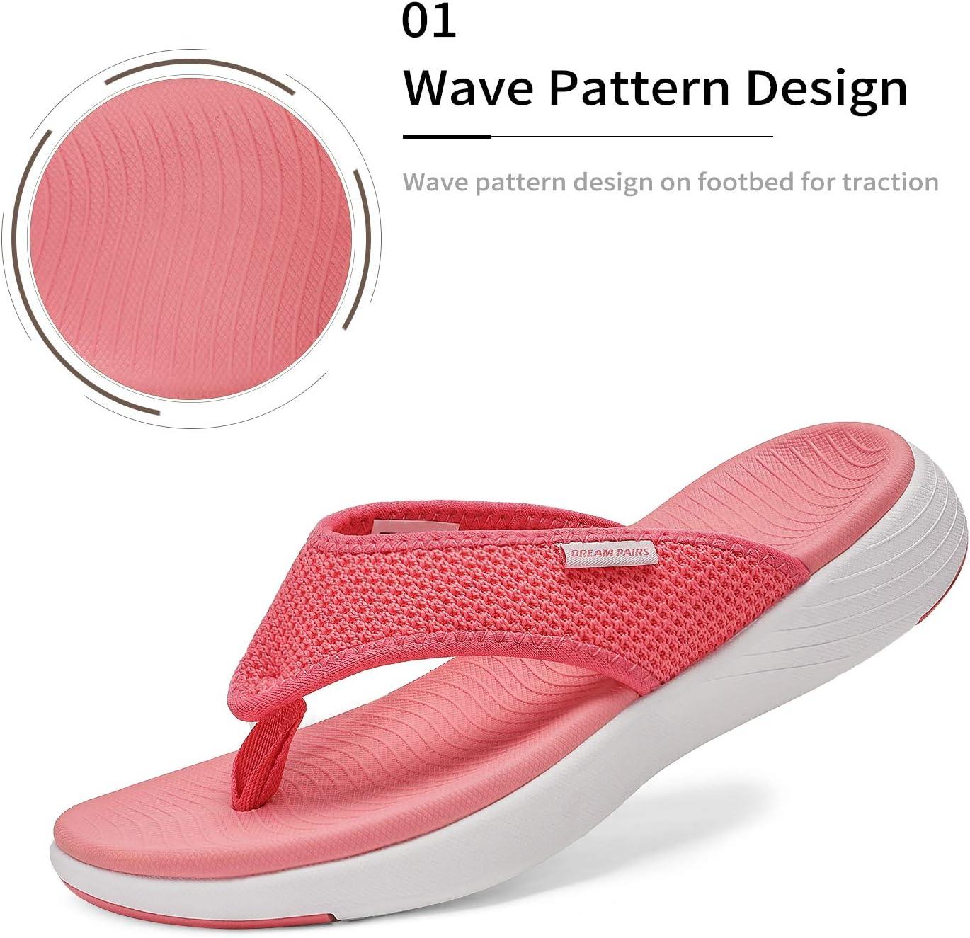 imageDREAM PAIRS Womens Arch Support Soft Cushion Flip Flops Thong SandalsWatermelonRed
