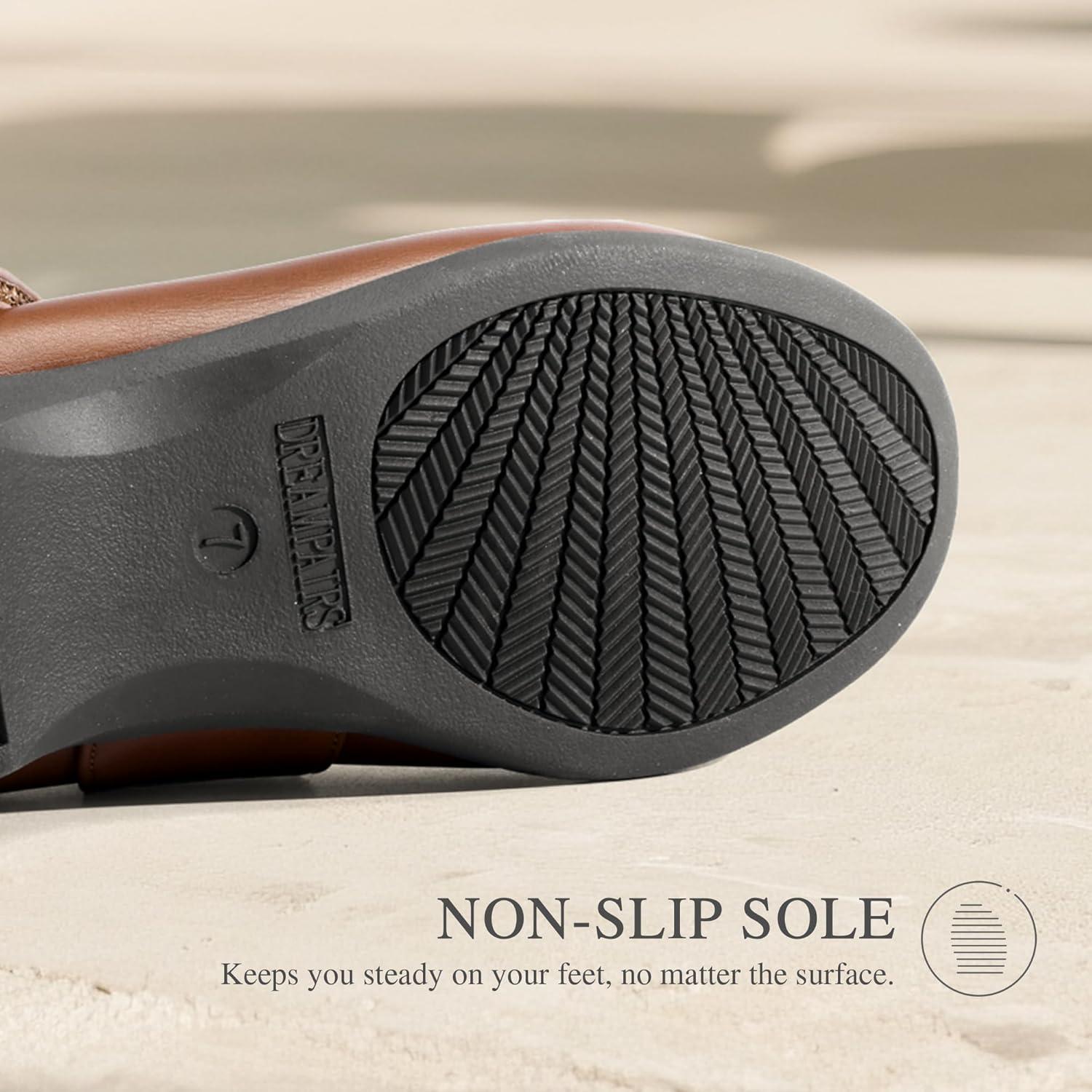 imageDREAM PAIRS Womens Ballet Mary Jane Flats Comfortable Business Office Dress Shoes for Women Dressy and Work with Ankle StrapBrown