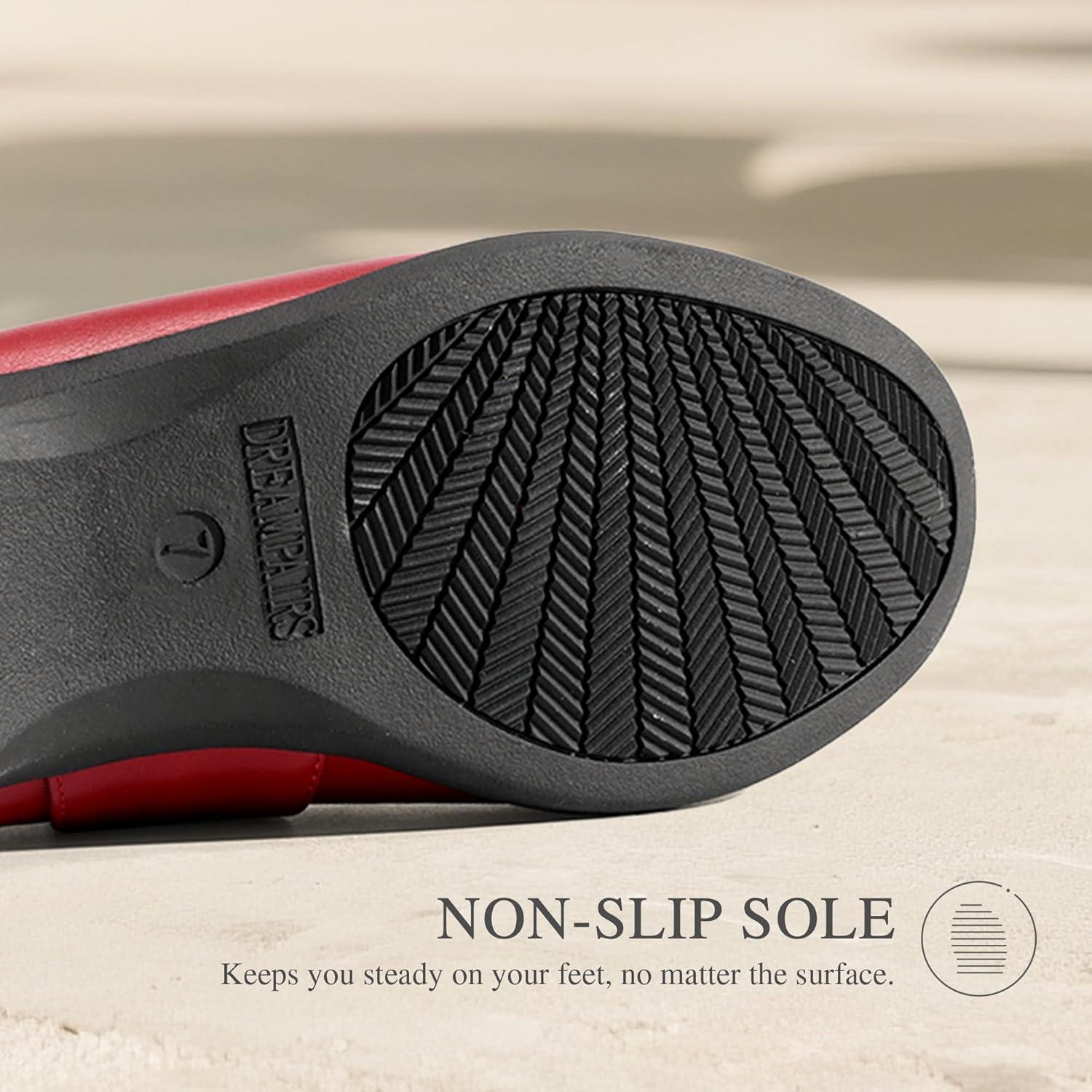 imageDREAM PAIRS Womens Ballet Mary Jane Flats Comfortable Business Office Dress Shoes for Women Dressy and Work with Ankle StrapRed