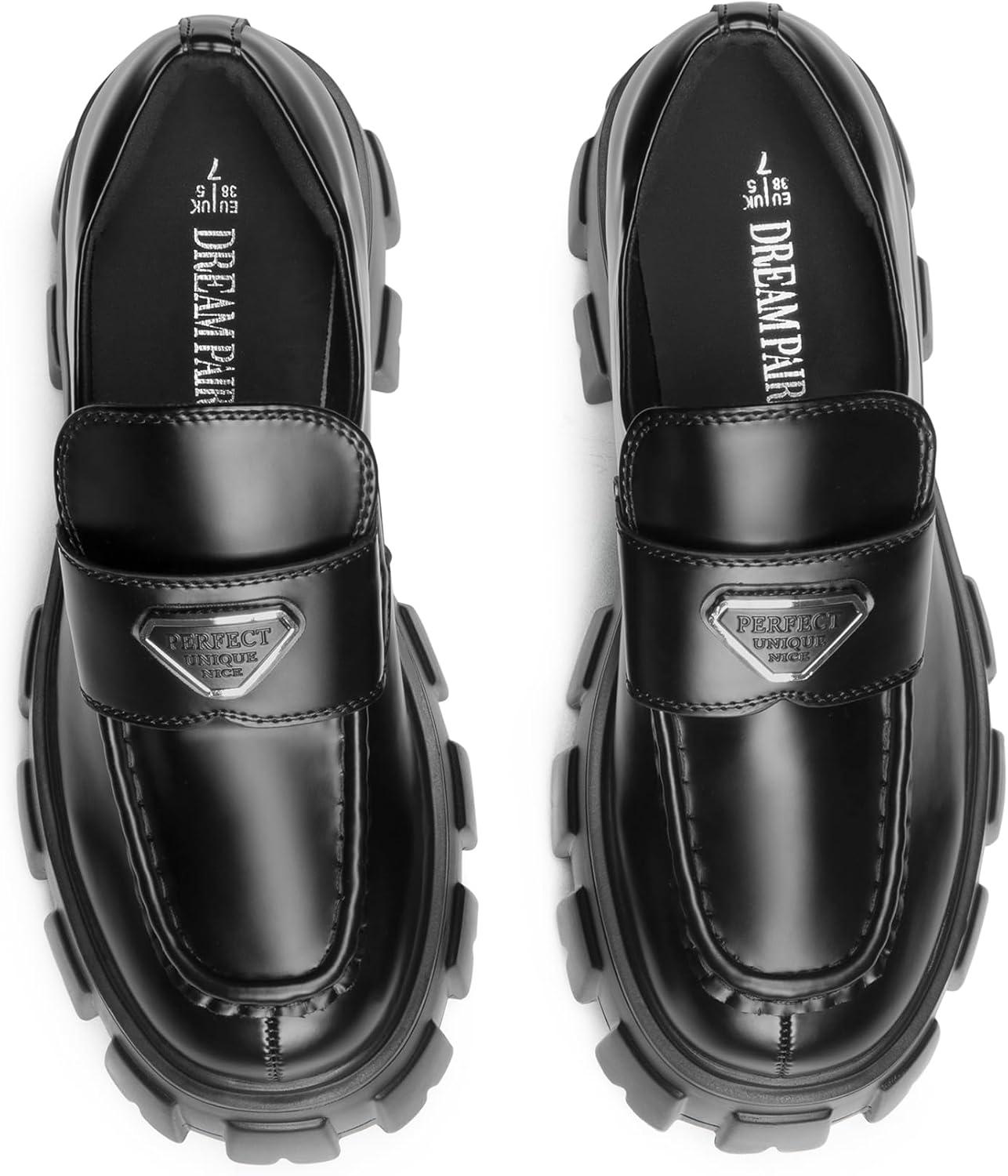 imageDREAM PAIRS Womens Chunky Loafers Platform Comfortable SlipOn Dressy Business Casual Fashion Outfit Loafer ShoesBlack