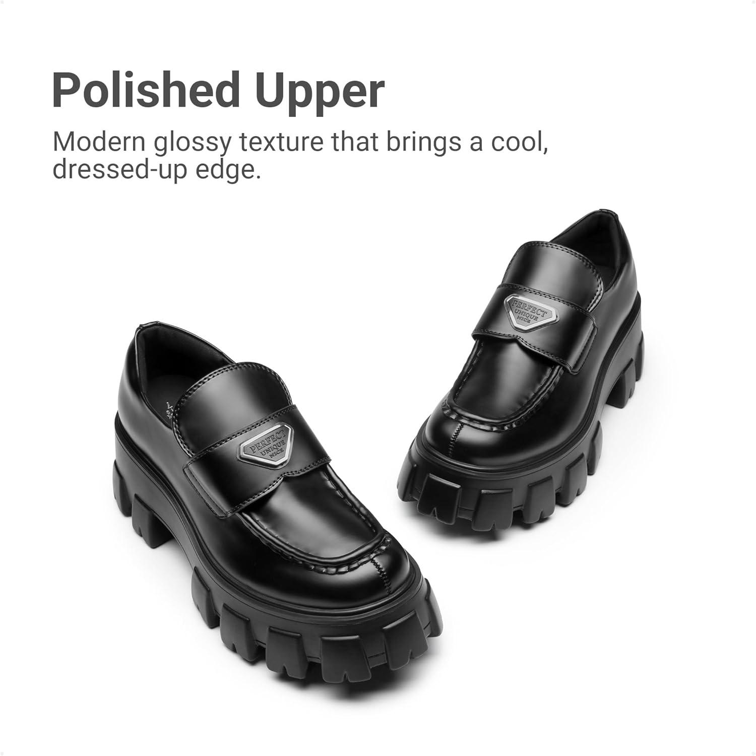 imageDREAM PAIRS Womens Chunky Loafers Platform Comfortable SlipOn Dressy Business Casual Fashion Outfit Loafer ShoesBlack