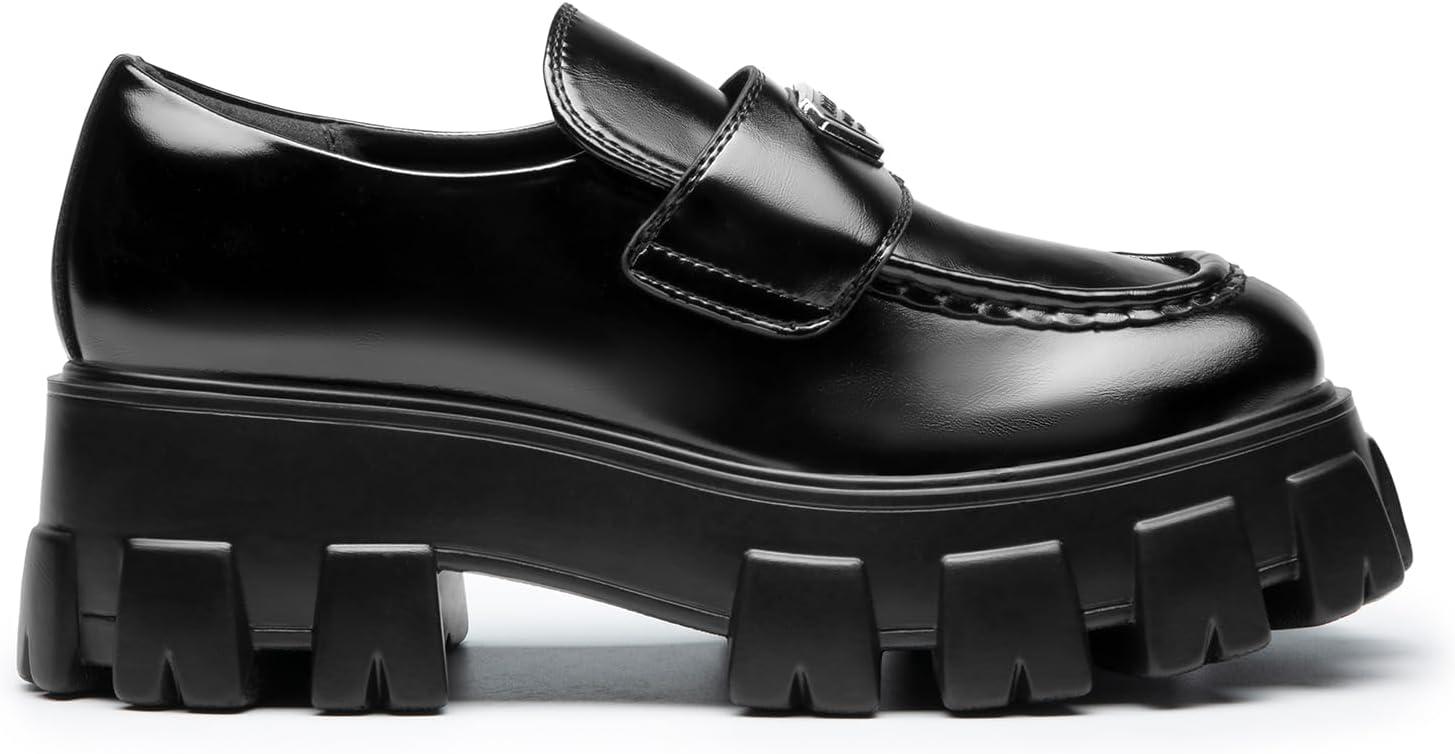 imageDREAM PAIRS Womens Chunky Loafers Platform Comfortable SlipOn Dressy Business Casual Fashion Outfit Loafer ShoesBlackpat