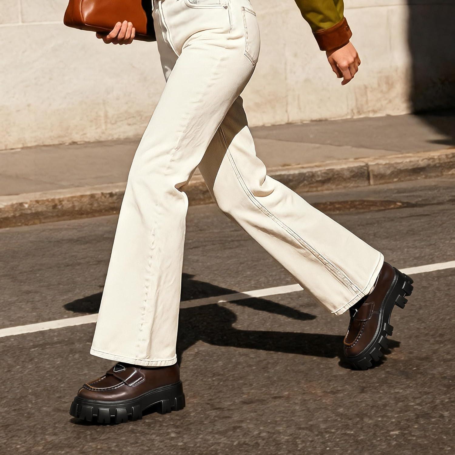 imageDREAM PAIRS Womens Chunky Loafers Platform Comfortable SlipOn Dressy Business Casual Fashion Outfit Loafer ShoesBrown