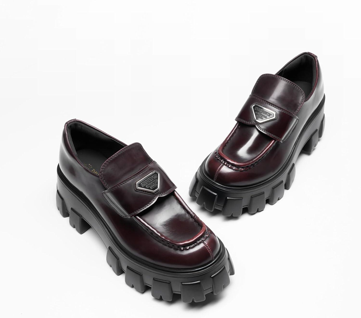 imageDREAM PAIRS Womens Chunky Loafers Platform Comfortable SlipOn Dressy Business Casual Fashion Outfit Loafer ShoesBurgundy