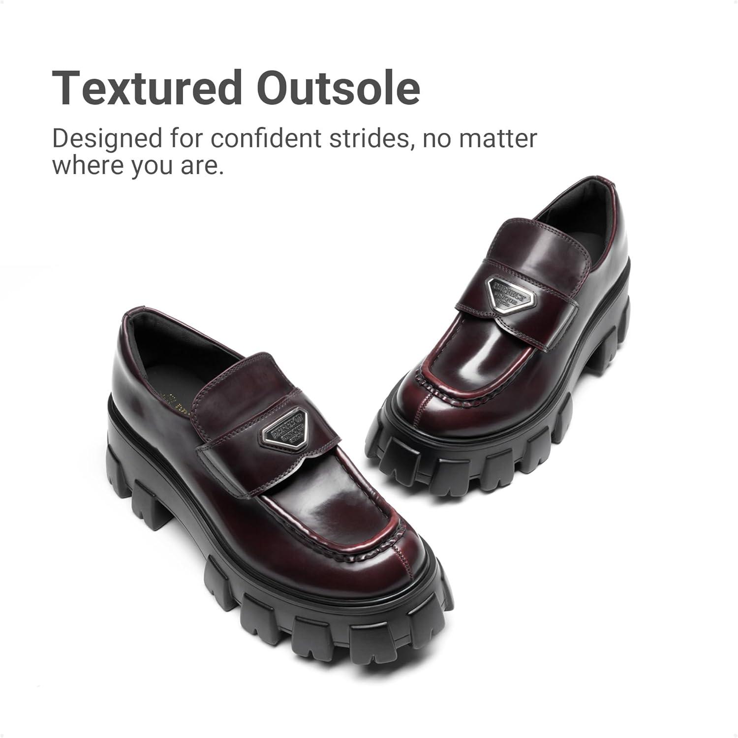 imageDREAM PAIRS Womens Chunky Loafers Platform Comfortable SlipOn Dressy Business Casual Fashion Outfit Loafer ShoesBurgundy