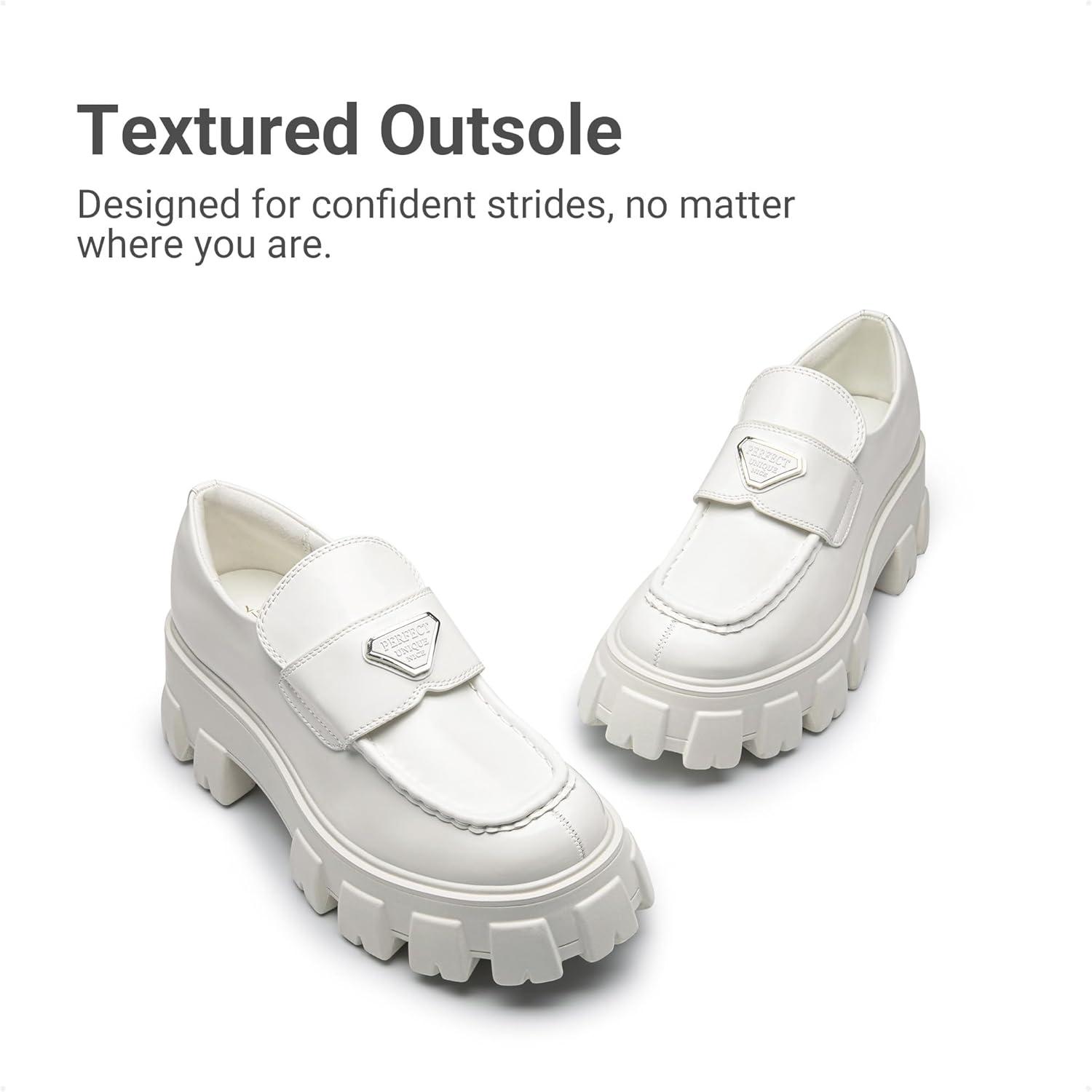 imageDREAM PAIRS Womens Chunky Loafers Platform Comfortable SlipOn Dressy Business Casual Fashion Outfit Loafer ShoesWhite