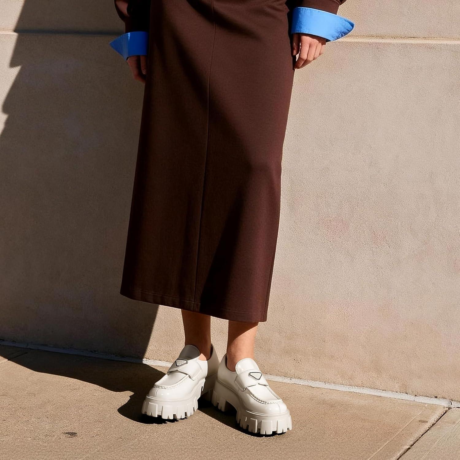 imageDREAM PAIRS Womens Chunky Loafers Platform Comfortable SlipOn Dressy Business Casual Fashion Outfit Loafer ShoesWhite