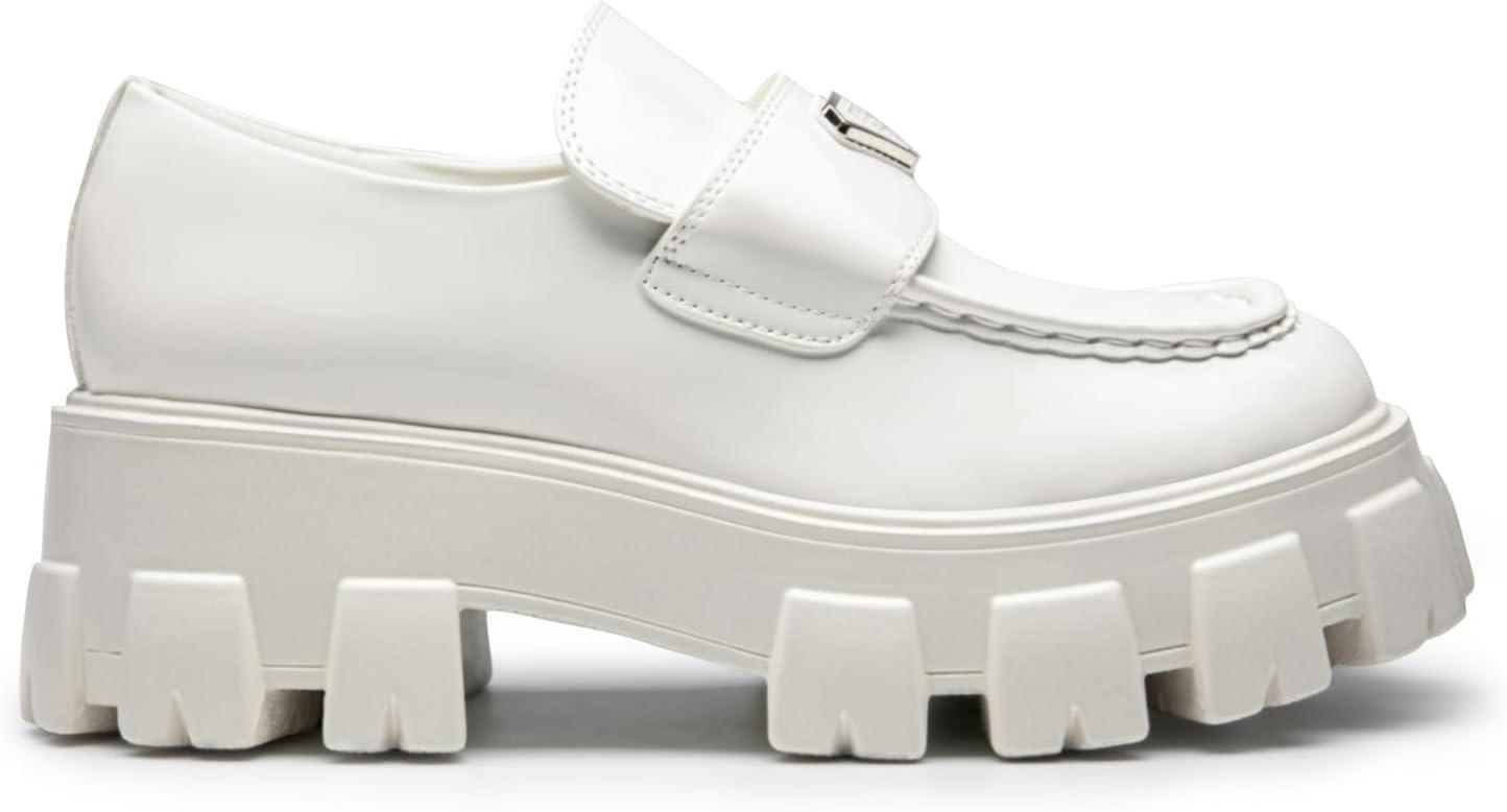 imageDREAM PAIRS Womens Chunky Loafers Platform Comfortable SlipOn Dressy Business Casual Fashion Outfit Loafer ShoesWhite