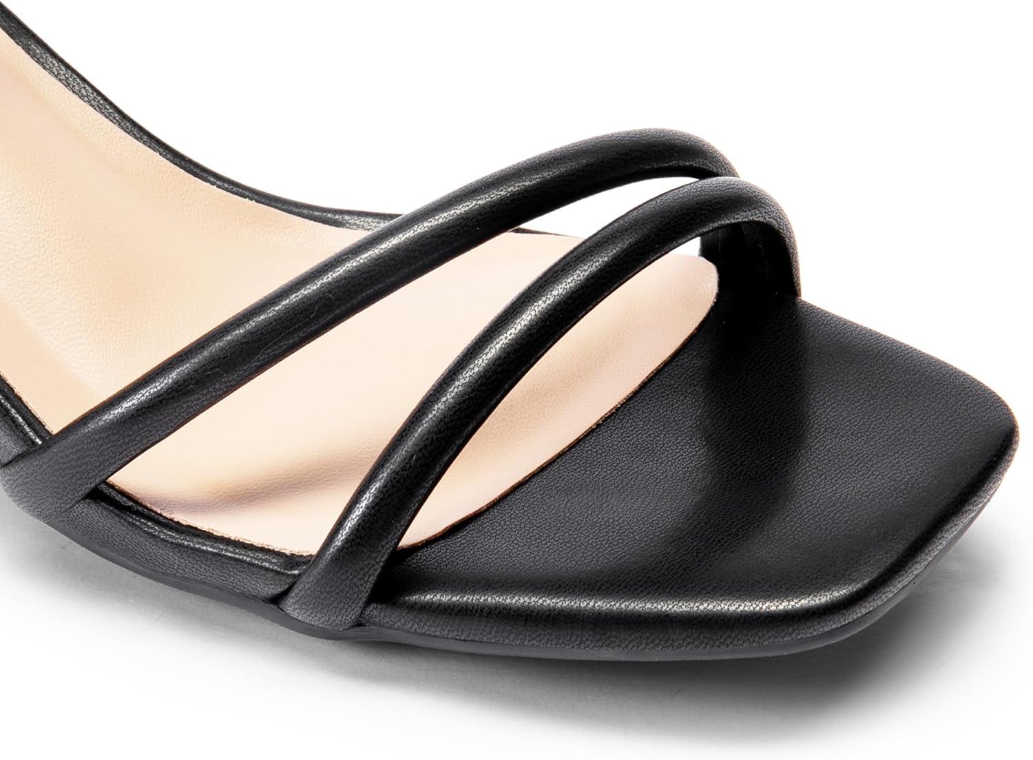 imageDREAM PAIRS Womens Chunky Strappy Heels Square Open Toe Ankle Buckle Low Heels Sandals for Daily Wedding Party DressBlackpu