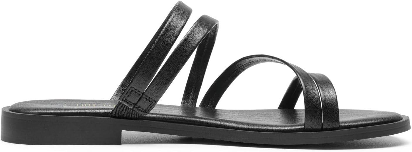 imageDREAM PAIRS Womens Clear Studded Rhinestone Slide Sandals Slip on Open Toe Cute Flat Sandals for SummerBlackpu