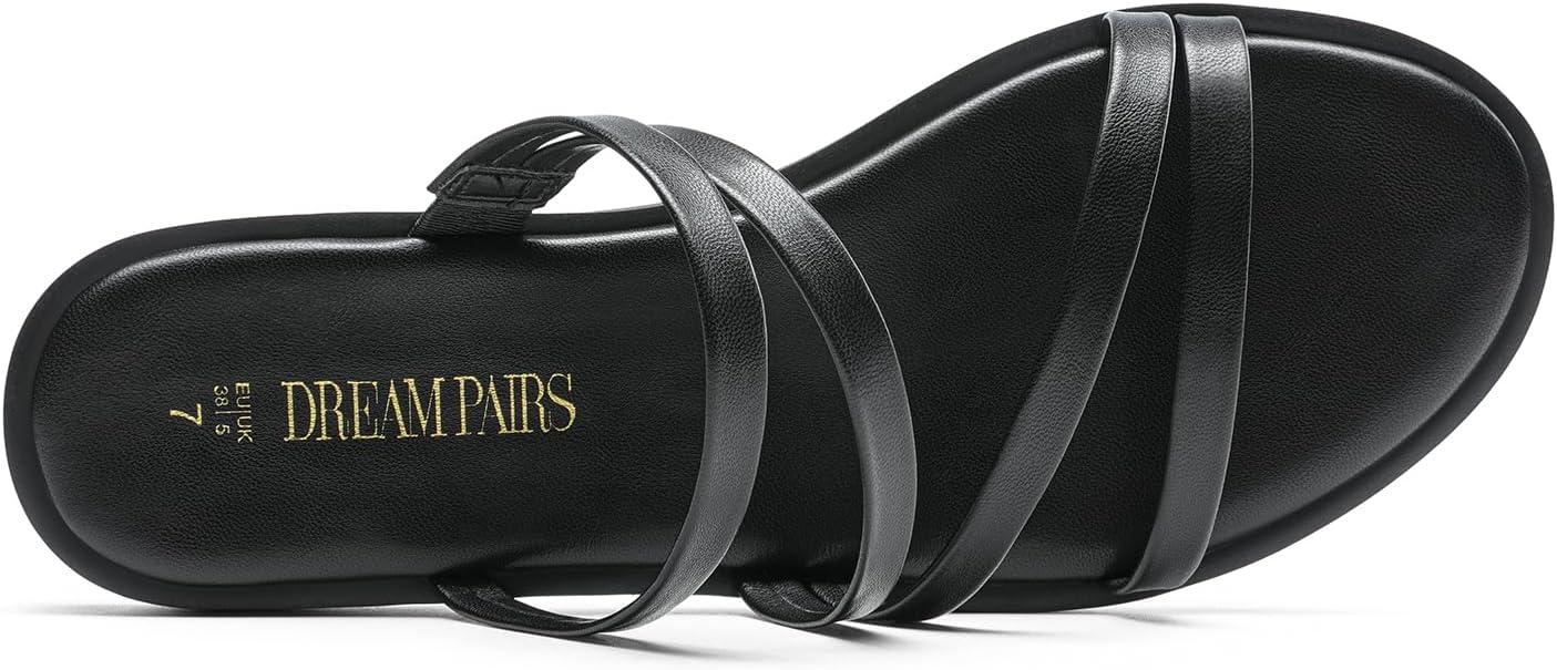 imageDREAM PAIRS Womens Clear Studded Rhinestone Slide Sandals Slip on Open Toe Cute Flat Sandals for SummerBlackpu