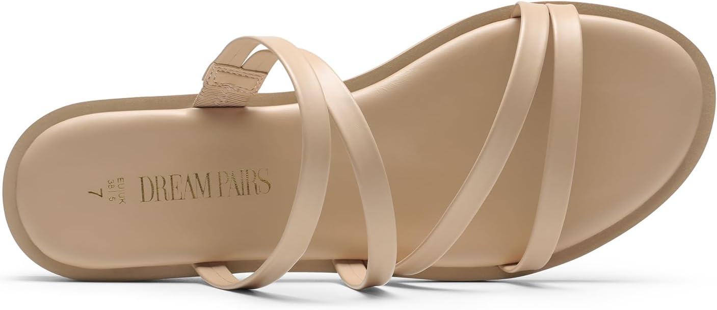 imageDREAM PAIRS Womens Clear Studded Rhinestone Slide Sandals Slip on Open Toe Cute Flat Sandals for SummerNudepu