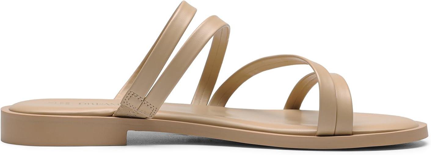 imageDREAM PAIRS Womens Clear Studded Rhinestone Slide Sandals Slip on Open Toe Cute Flat Sandals for SummerNudepu