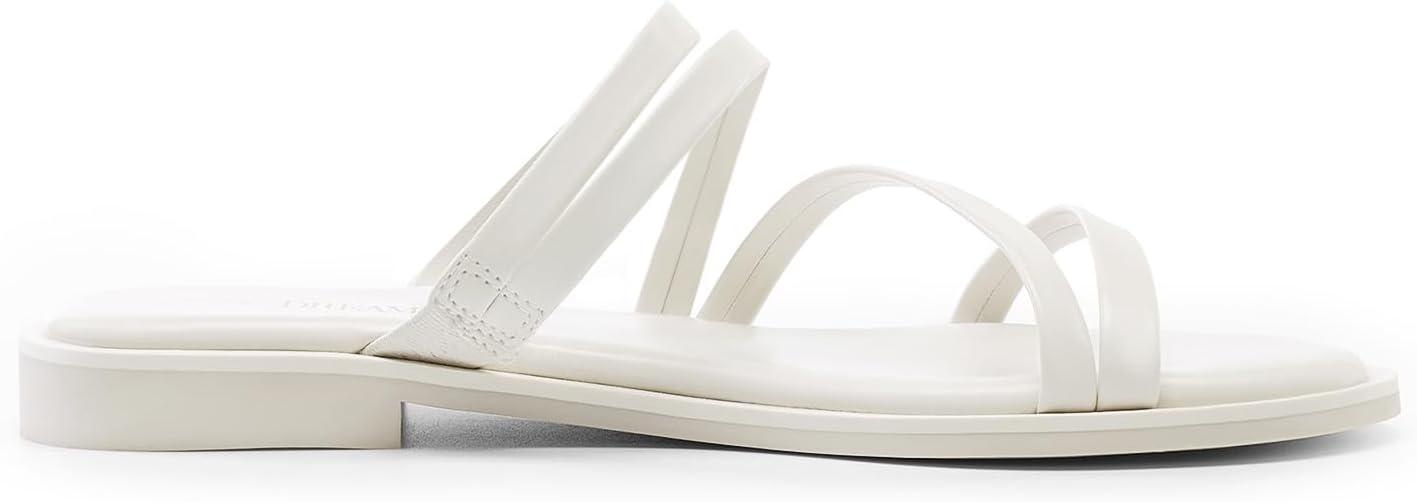 imageDREAM PAIRS Womens Clear Studded Rhinestone Slide Sandals Slip on Open Toe Cute Flat Sandals for SummerWhitepu