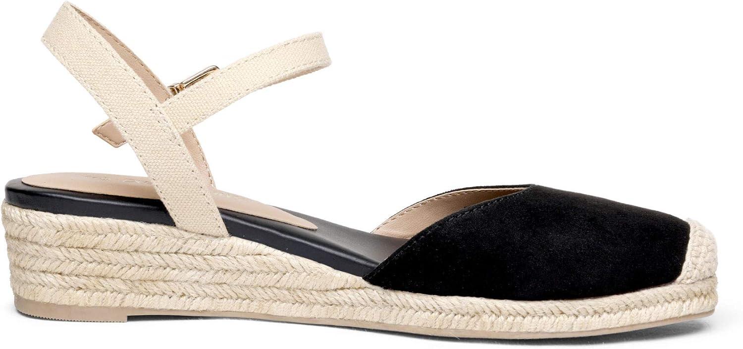 imageDREAM PAIRS Womens Closed Toe Elastic Ankle Strap Espadrilles Wedge SandalsBlack