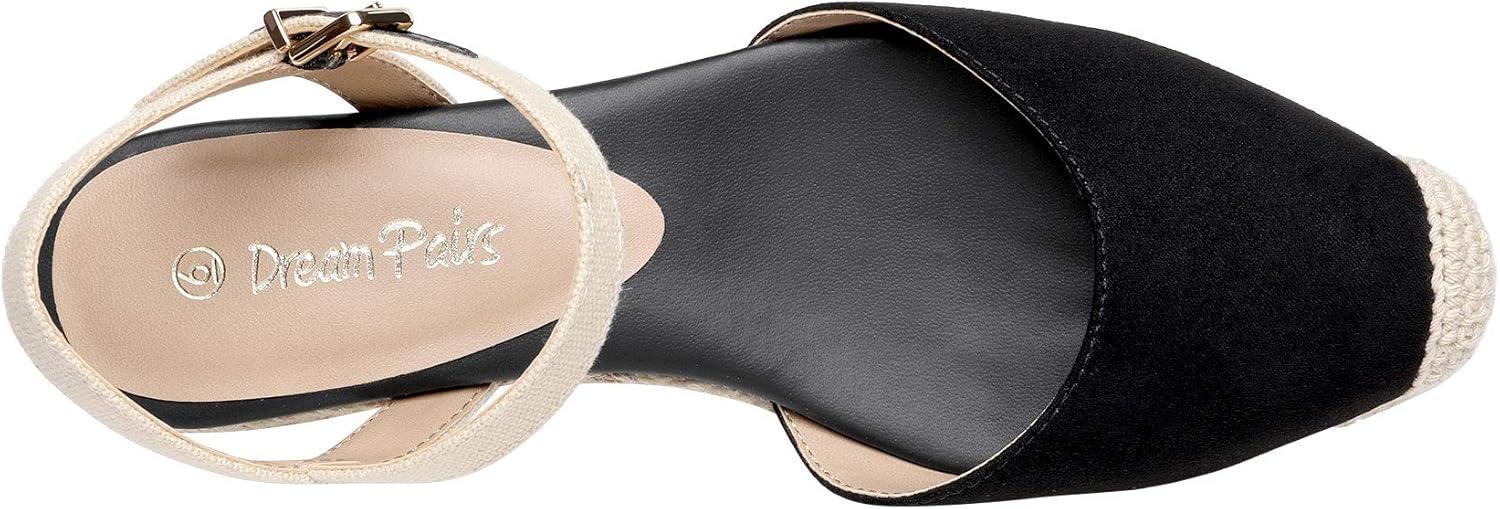 imageDREAM PAIRS Womens Closed Toe Elastic Ankle Strap Espadrilles Wedge SandalsBlack