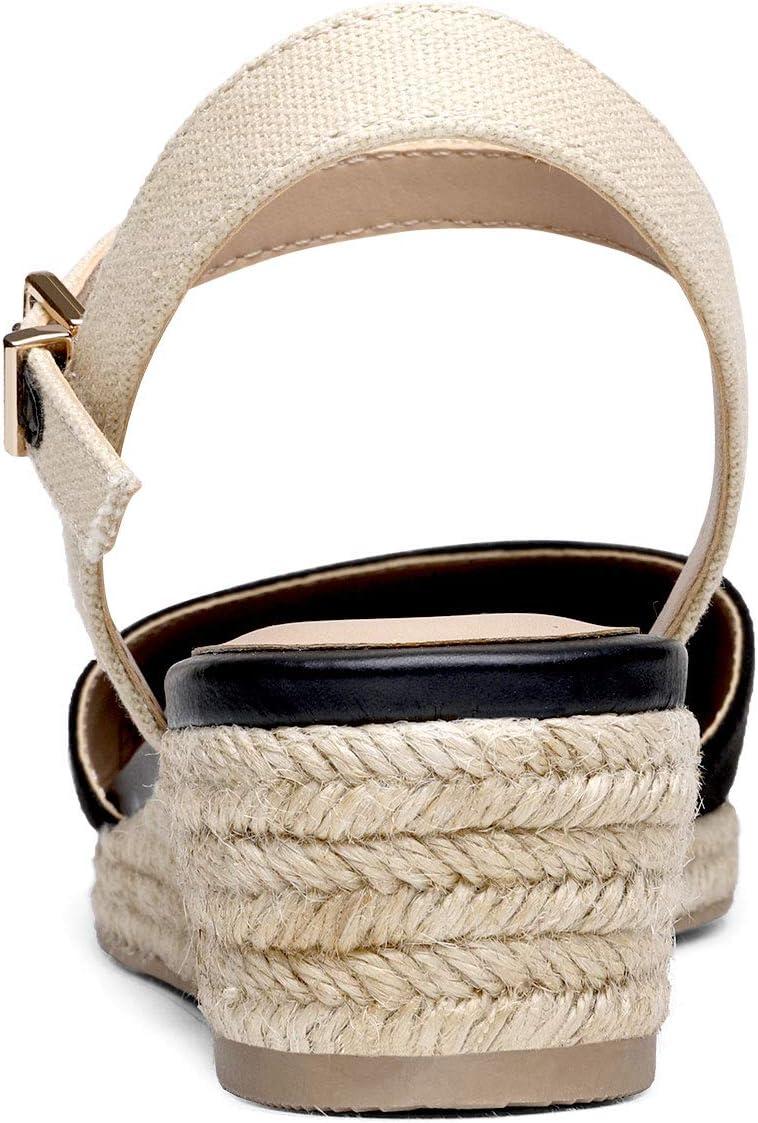 imageDREAM PAIRS Womens Closed Toe Elastic Ankle Strap Espadrilles Wedge SandalsBlack