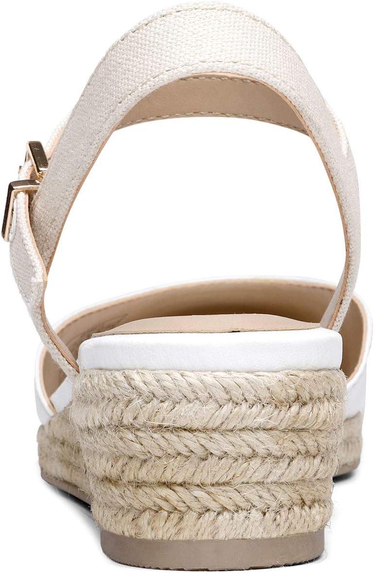 imageDREAM PAIRS Womens Closed Toe Elastic Ankle Strap Espadrilles Wedge SandalsCreamyWhite