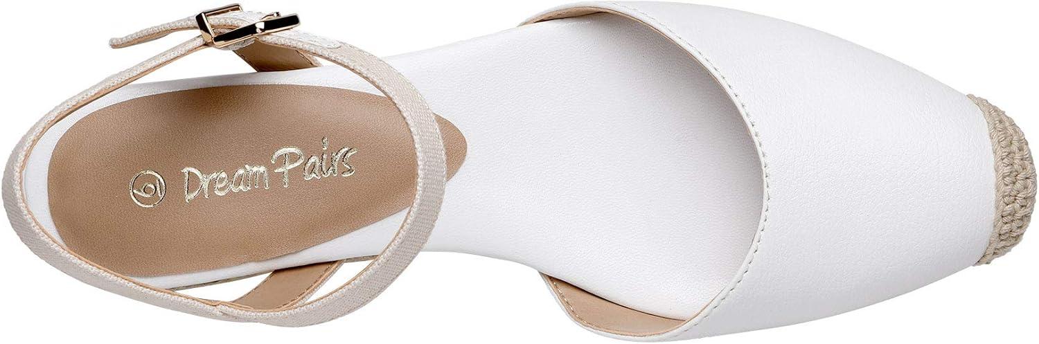imageDREAM PAIRS Womens Closed Toe Elastic Ankle Strap Espadrilles Wedge SandalsCreamyWhite