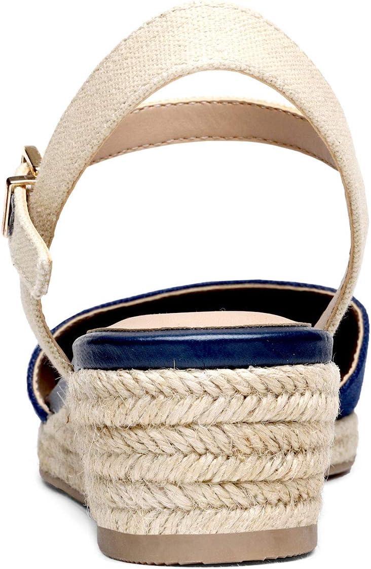 imageDREAM PAIRS Womens Closed Toe Elastic Ankle Strap Espadrilles Wedge SandalsNavy