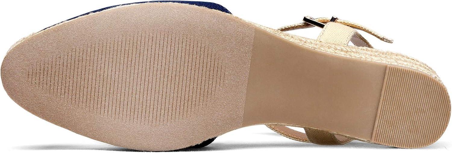 imageDREAM PAIRS Womens Closed Toe Elastic Ankle Strap Espadrilles Wedge SandalsNavy
