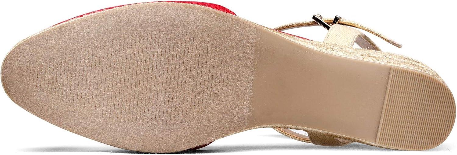 imageDREAM PAIRS Womens Closed Toe Elastic Ankle Strap Espadrilles Wedge SandalsRed