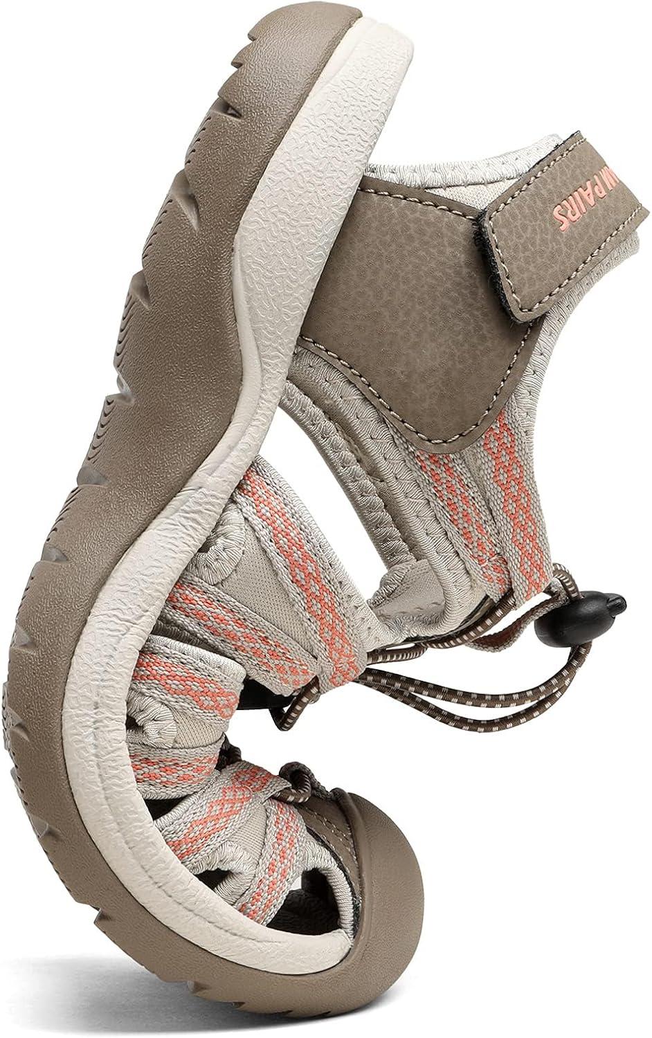 imageDREAM PAIRS Womens Closed Toe Hiking Summer Outdoor Sport Athletic SandalsBrownWatermelonRed