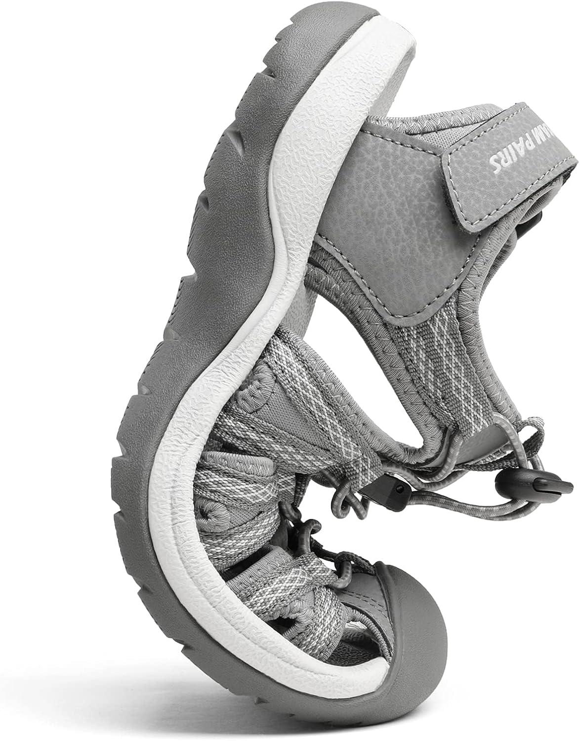 imageDREAM PAIRS Womens Closed Toe Hiking Summer Outdoor Sport Athletic SandalsGrey