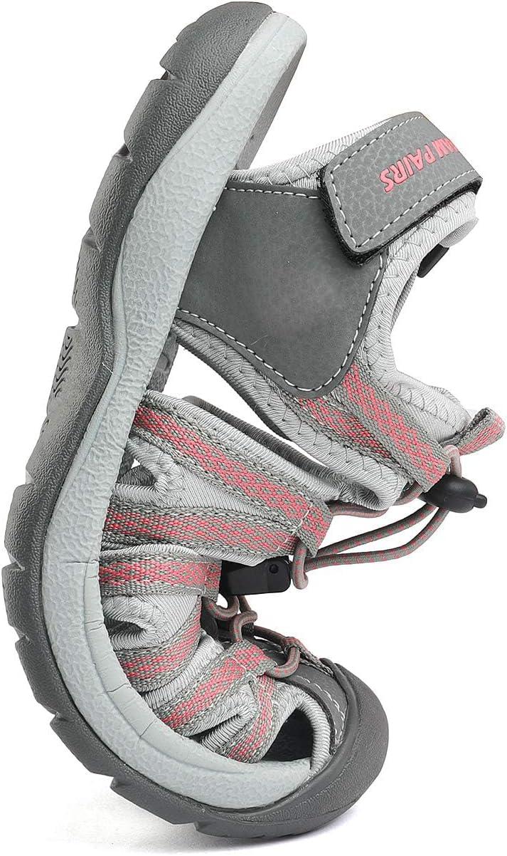 imageDREAM PAIRS Womens Closed Toe Hiking Summer Outdoor Sport Athletic SandalsGreyCoral