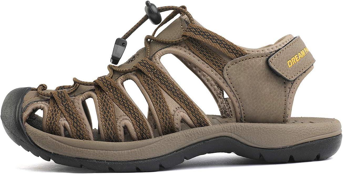 imageDREAM PAIRS Womens Closed Toe Hiking Summer Outdoor Sport Athletic SandalsKhakiYellow