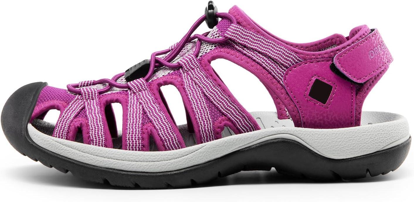 imageDREAM PAIRS Womens Closed Toe Hiking Summer Outdoor Sport Athletic SandalsPurpleknit