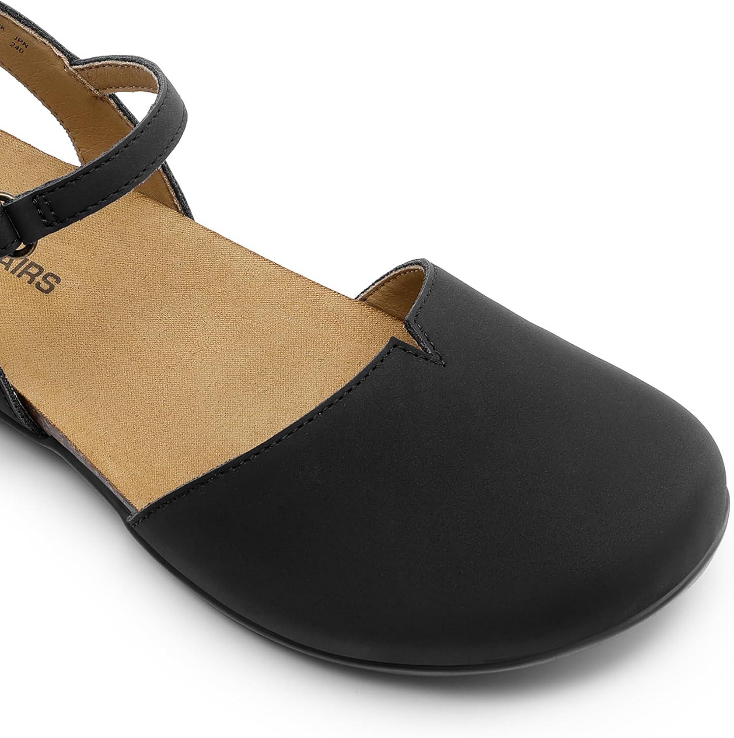 imageDREAM PAIRS Womens Closed Toe Sandals Arch Support Comfort Cork Footbed Flat Sandals Summer ShoesBlack