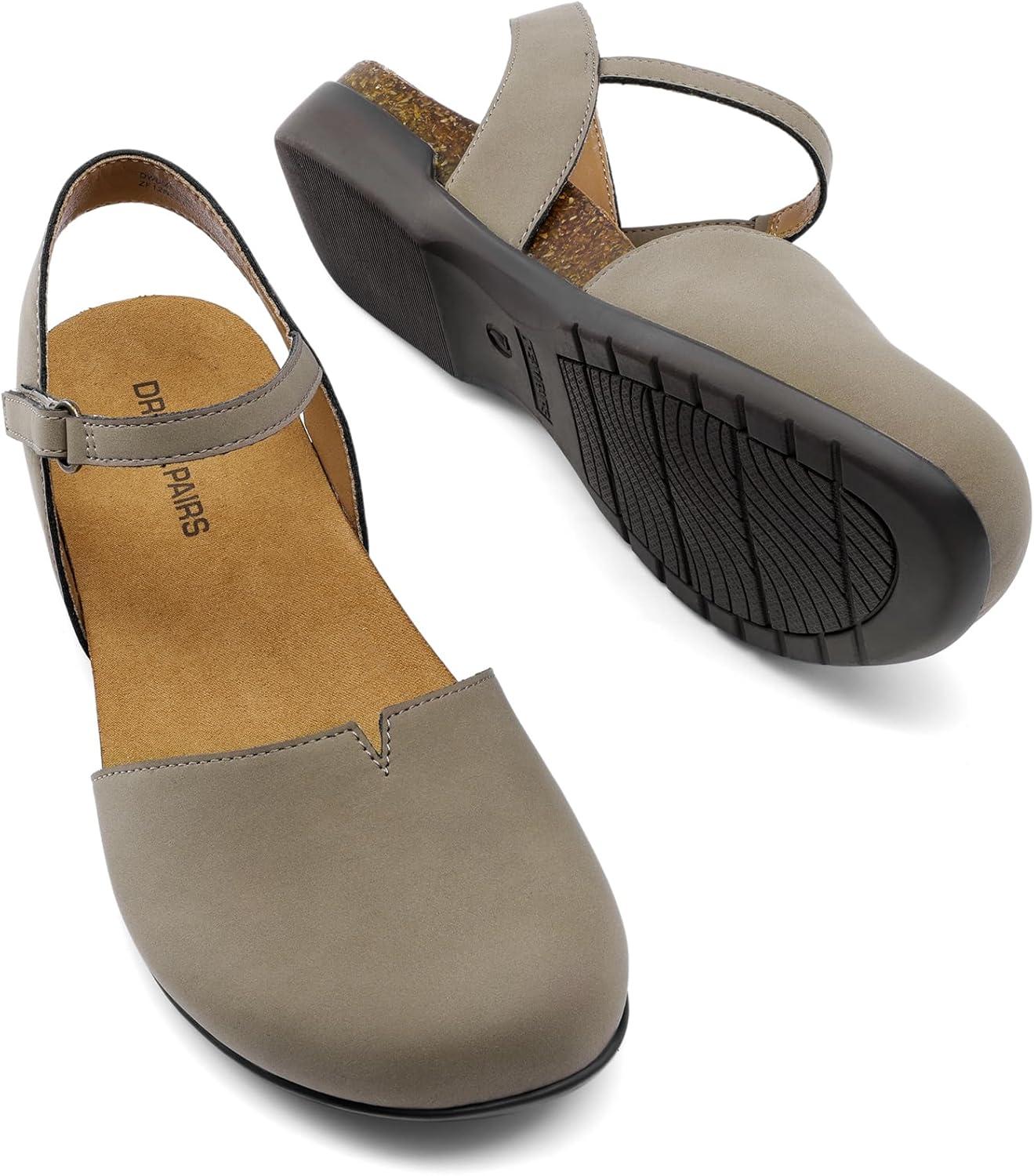imageDREAM PAIRS Womens Closed Toe Sandals Arch Support Comfort Cork Footbed Flat Sandals Summer ShoesTaupe